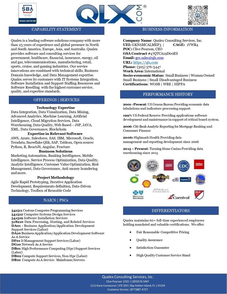 QLX Capability Statement Goverment